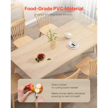 VEVOR Clear Table Cover Protector, 1.5mm Thick 36 x 72 in PVC Plastic Tablecloth, Waterproof & Oil Spill Proof, Customizable Rectangle Table Cover for Writing Desk, Coffee Table, Dining Room Table - size: 72" x 36" (Rectangular)
