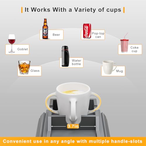 Bestjing Bamboo Couch Armrest Table, Sofa Arm Tray with Detachable Couch Cup Holder- 2 in 1 Anti-Slip Foldable Sofa Armchair Caddy Table for Drinks Cellphone TV Remote Snacks (Gray) - color: Gray, size: 16.3" x 13.3" x 2"