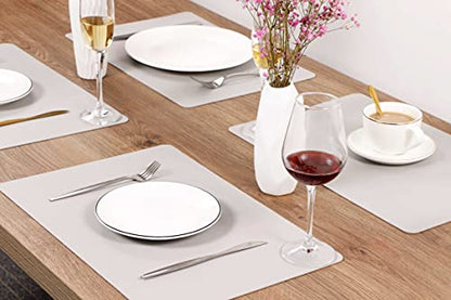 Wipeable Placemats Leather Table Mats Waterproof Heat-Resistant Easy to Clean for Dining Table Set Kitchen Table (2, Slate Grey) - color: Slate Grey, size: set of 2