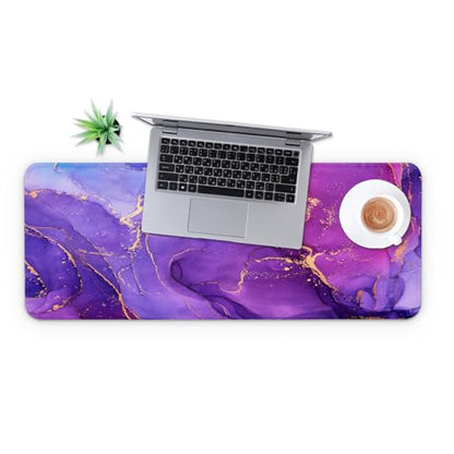 MAY FLOWER Gaming Mouse pad, Large Laptop Mousepad, Full Keyboard Mat, Long Computer Mouse Mat for Home and Office, Anti-Slip Rubber Base, 31.5 x 11.8 Inches (Purple Marble) - color: Purple Marble