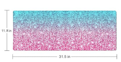 Pink Glitter Pattern Mouse Pad (31.5 × 11.8 × 0.12 inch) Extended Large Mouse Mat Desk Pad, Stitched Edges Mousepad,Non-Slip Rubber Base,Gaming Mouse Pad XL - color: Pink Glitter Pattern