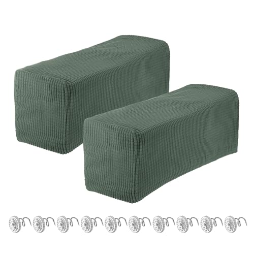 uxcell 2pcs Stretch Armrest Covers for Chairs/Sofas, Couch Arm Covers with Twist Pin, Furniture Protector Slipcovers Green - color: Green