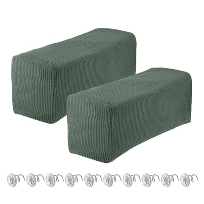 uxcell 2pcs Stretch Armrest Covers for Chairs/Sofas, Couch Arm Covers with Twist Pin, Furniture Protector Slipcovers Green - color: Green