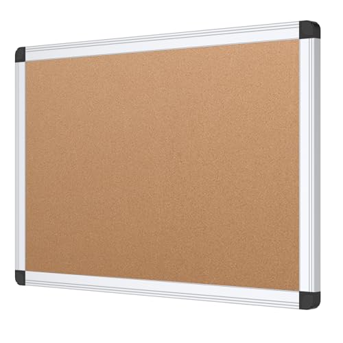 VIZ-PRO Cork Notice Board, 18 X 12 Inches, Cork Bulletin Board with Silver Aluminium Frame - size: 18 X 12 Inches