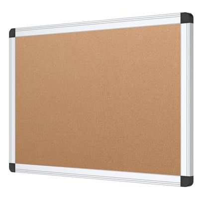 VIZ-PRO Cork Notice Board, 18 X 12 Inches, Cork Bulletin Board with Silver Aluminium Frame - size: 18 X 12 Inches