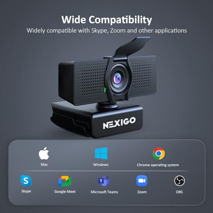 NexiGo N60 Pro (Gen 2) 1080P Webcam with Distortion-Free Lens, USB A to Type-C Data Cable, Noise Reduction Mic & Privacy Cover, for Zoom/Skype/Teams/Webex, Laptop MAC PC Desktop - style: USB-C Webcam