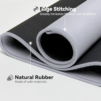 Reniteco Waterproof Large Gaming Mouse Pad with Durable Stitched Edges, Non-Slip Rubber Base, Grainy Jacquard Mouse Mat Desk Pad for Home Office Gaming, 35.4''x15.7''x0.12'', Matte Light Gray - color: Matte Light Gray, size: 35.4''x15.7''x0.12"