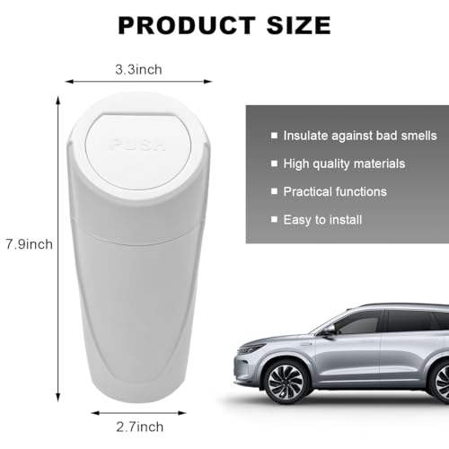 Car Trash Can with Lid, Mini Car Garbage Bin Leakproof Cup Holder Trash Can, Multipurpose Organizer Door Pocket Trash Cup Fits Auto Home Office, Universal Garbage Can (White) - color: White