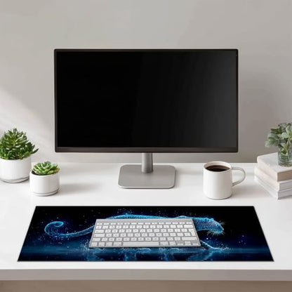 HOMETITUTE XL Mouse Pad Gaming Mousepad 31.5x11.8 Inch Neon Leopard Night Art Non-Slip Keyboard Desktop Protector Mat Diatomite Large Mouse Pad for Home and Office Desk Accessories - color: Neon Leopard Night Art