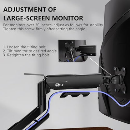 WALI Heavy Duty Single Monitor Arm for 17-49 Inch Flat Curved Ultrawide Screens, up to 33 Lbs, Adjustable Single Monitor Desk Mount for Home Office Gaming, VESA 75/100mm (GSM001XLN), Black - size: 17" to 49"