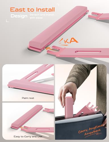 LOXP Laptop Stand for Desk, Laptop Stand with Wrist Support, Ergonomic Detachable Laptop Riser, Mount, Holder Notebook Computer Stand for MacBook Air Pro, HP, Dell, XPS, HP (10-17") Laptops - Pink - color: Pink