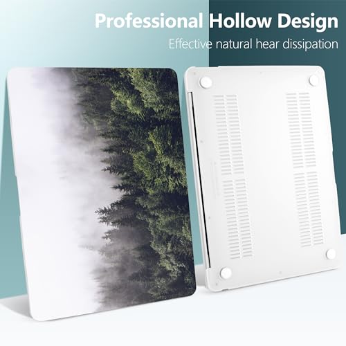 DONGKE Compatible with MacBook Air 13 inch Case 2021 2020 2019 2018 Release A2337 M1 A2179 A1932 with Retina Display & Touch ID, Plastic Hard Shell & Keyboard Cover - Forest - color: Forest