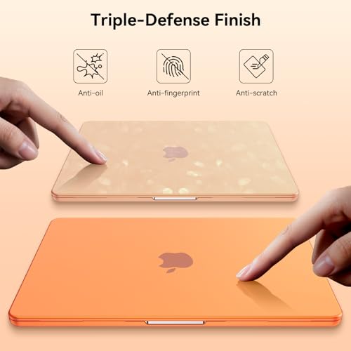 EooCoo Case Compatible with MacBook Air 13 inch M5 2026-2022 Release M4 M3 M2 A3449 A3240 A3113 A2681, Hard Shell&Keyboard Skin Cover&Screen Protector for Mac Air 13.6 inch, Matte Orange - color: Matte Orange