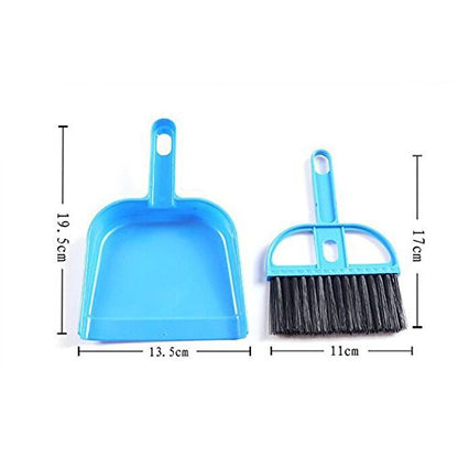 Pet Cage Broom Brush Dustpan Set - Small Cat Litter Sweeper for Pet Cage Clean and Car Keyboard Brush (Blue) - color: Blue