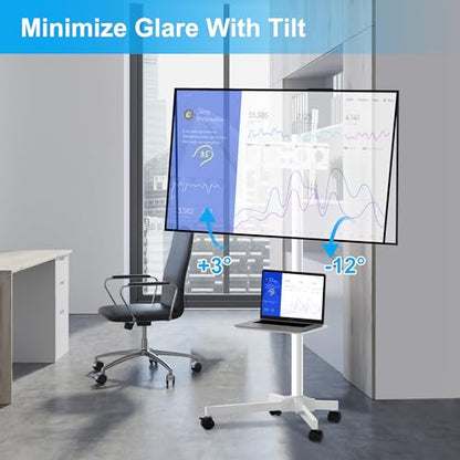 Mobile TV Carts on Wheels for 21-60 Inch Flat/Curved Panel Screens TVs - Height Adjustable Floor Trolley Stand with Shelf Holds up to 77lbs - Max VESA 400x400mm, White - color: White High Quality