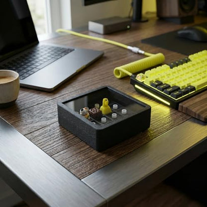 16-Slot Artisan Keycap Case: 22mm Extra-Deep Storage Box with Magnetic Lid | Fits SA, MT3 & High-Profile Resin Sculptures | Matte Black Industrial Desktop Display - color: Matte Black