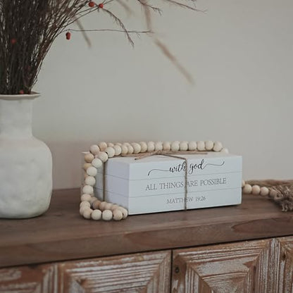 Decorative Books for Home Decor, Wooden Faux Book for Decoration, Farmhouse Stacked Display Books (with god ALL THINGS ARE POSSIBLE) - style: with god ALL THINGS ARE POSSIBLE
