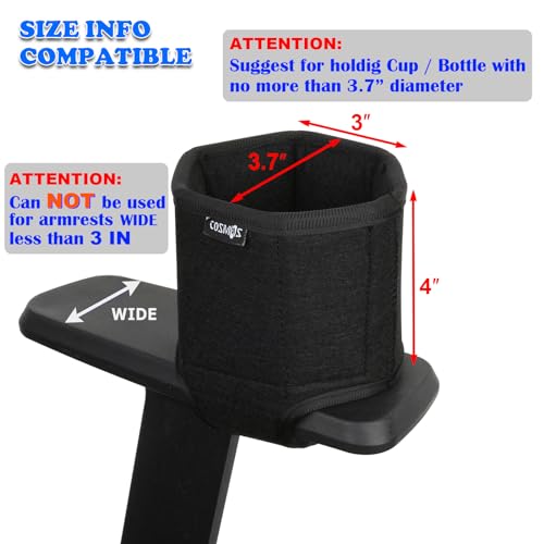 Cosmos Arm Chair Cup Holder Armrest Water Bottle Holder Drink Beverage Can Stand for Armrest Chair, Recliner, Gaming & Office Chairs, Foldable Felt Armchair Coaster Rack, Black Color