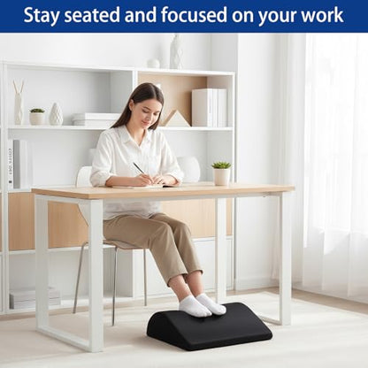 Foot Rest for Under Desk at Work, Ergonomic Under Desk Footrest with Washable Cover for Office, Home & Gaming Leg Elevation Pillow Black - color: Black