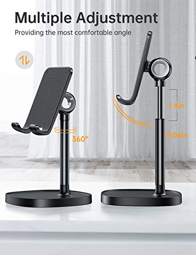 LISEN Cell Phone Stand Adjustable Phone Holer for Desk, Computer Office Desk Accessories for iPhone 16 Holder Women Kitchen Essentials Fits Switch Kindle iPads Tablet 4-10in (Full Black) - color: Full Black