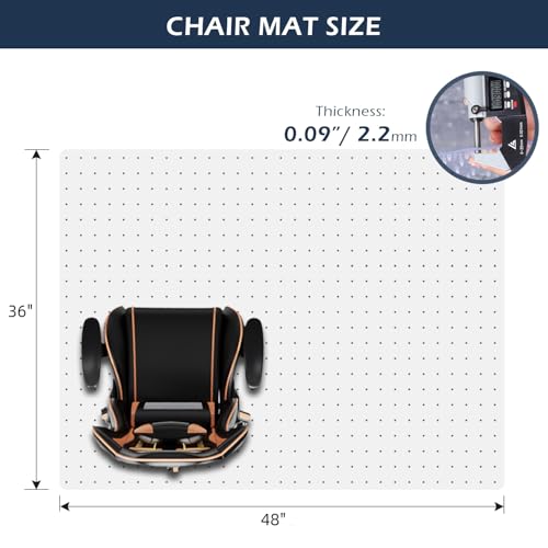 SALLOUS Chair Mat for Carpet, 36" x 48" Office Chair Mat for Carpeted Floors, Heavy Duty Vinyl Floor Mat with Grips, Floor Protector Computer Desk Mat for Home Office (Clear) - color: Clear (for Carpet), size: 36" x 48" (for carpet)