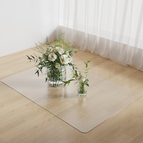 3'×3' Frosted Clear Waterproof Area Mat for Hard Floor, No Scratches Plastic Floor Mat for Litter Boxes, Spill-Resistant Easy Cleaning Floor Protector for Under Refrigerator, Plant Pots - color: Clear, size: 3' x 3' (Rectangular)