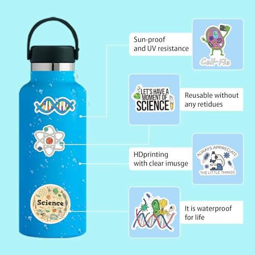 105PCS Sciences Stickers, Vinyl Waterproof Physics, Chemistry, Biology Experiment Natural Stickers Pack for Water Bottle, Helmet,Journaling, Laptop, Phone, Student Science Laboratory Equipment Decals - color: Sciences Stickers