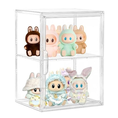 Acrylic Display Case, 2 Layer Clear Figure Display Cases for Collectibles with Magnetic Door, Acrylic Box with Movable Dividers 1 Pack - size: Large 1 pack