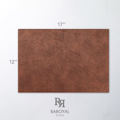 Baroyal Faux Leather Placemats Set of 6 Vinyl Washable Wipeable Table Mats for Kitchen Dining Table Heat Resistant Waterproof Indoor/Outdoor Placemats Non-Slip Easy Clean Place Mats (Reddish Brown) - color: B-reddish Brown