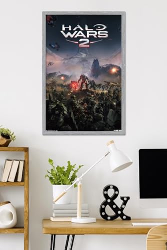 Halo: Halo Wars 2 - Key Art Wall Poster, 34L" x 22.4W", Gray Framed Version - color: Gray Framed Version, size: 34"L x 22.4"W