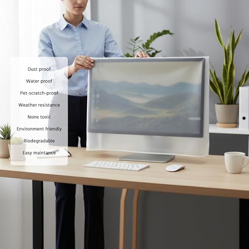 Monitor Dust Cover, LED/LCD Antistatic Vinyl Flat-Screen Computer Monitor Water Proof Protective Case By SZBRO for 26" (26W x18H x4D) - size: 25"-27" in