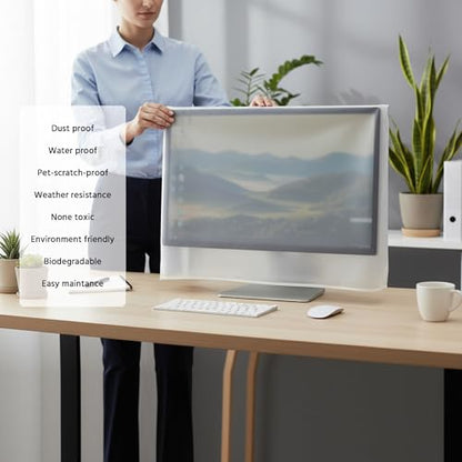 Monitor Dust Cover, LCD/LED HD Antistatic Vinyl Flat-Screen Computer Monitor Water Proof Protective Case Compatible with 24" iMac Desktop and Accessories(24W x18H x3D) - size: 23"-24" in