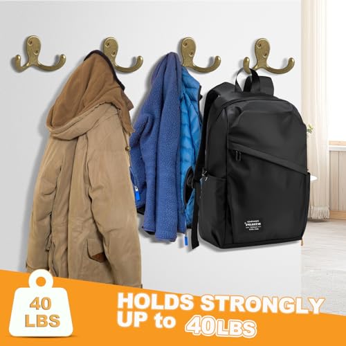 CBWLWJ 25 Pack Coat Hooks Wall Hooks for Hanging, Heavy Duty Double Prong Metal Hook Wall Mounted for Living Room, Bathroom, Kitchen, Bedroom for Coat, Bag, Scarf, Towel, Hat, Key, Cup (Bronze) - color: Bronze-25pack