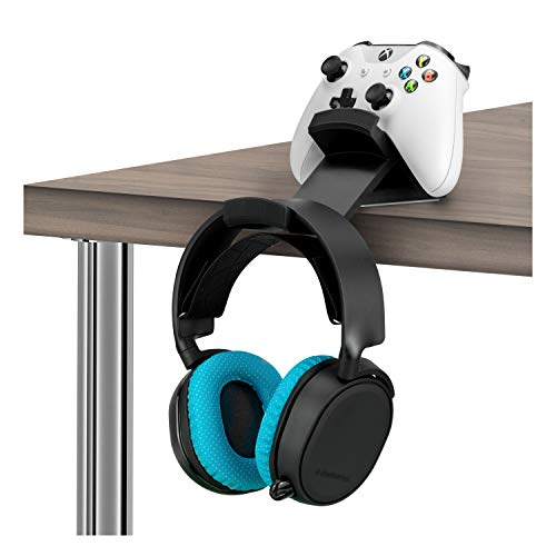 BRAINWAVZ The Titan - Desktop Gamepad Controller & Headphone Hanger Holder - Designed for Xbox ONE, PS4, PS3, Dualshock, Switch, PC, Steelseries, Steam & More, Reduce Clutter, Black - color: Titan - Controller & Headphone Mount