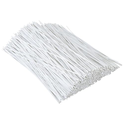 1000 pcs 6 inch White Cable Twist Ties Plastic Twist Ties with Rugged Metal Innercores Reusable Fastening Cable Cord Wire Ties - size: 6 inch-White