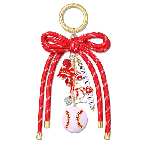 PHALIN Football Baseball Basketball Golf Bag Charms Keychain for Women Men Bow Purse Charm Sport Mom Gifts - style: Baseball-2
