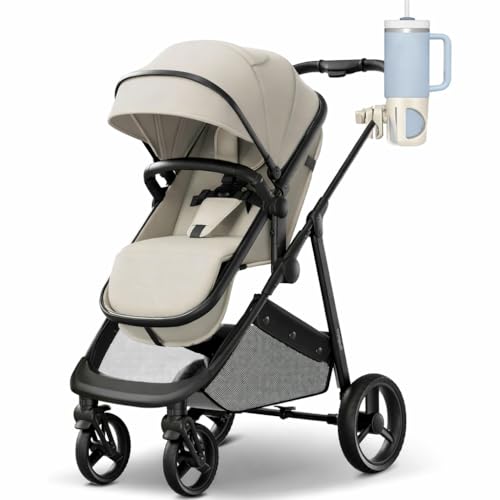 New Stroller Cup Holder for Stanley Quencher H2.0 (30 & 40 Oz. Models), Also Compatible with Stanley IceFlow (20 & 30 Oz. Models) - Almond White - color: Almond White