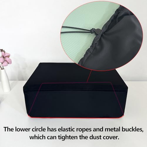 Universal Elastic Waterproof Printer Dust Cover - Minimalist Black Stretch Fabric Protector with Drawstring Closure & Metal Buckle for Most Printers