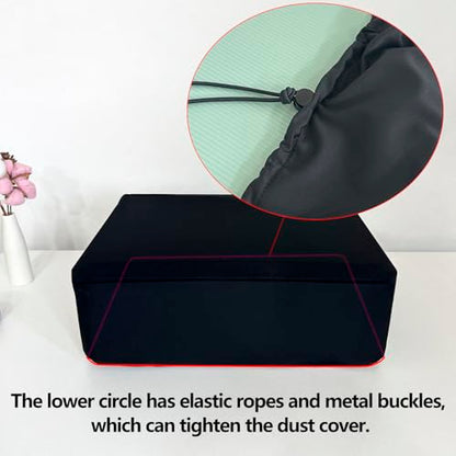 Universal Elastic Waterproof Printer Dust Cover - Minimalist Black Stretch Fabric Protector with Drawstring Closure & Metal Buckle for Most Printers