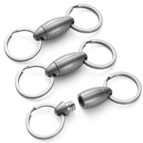 FEGVE Titanium Quick Release Swivel Keychain, Pull Apart Detachable Keychain Heavy Duty Car Key Holder with Key Rings - color: Matte 3 Pack
