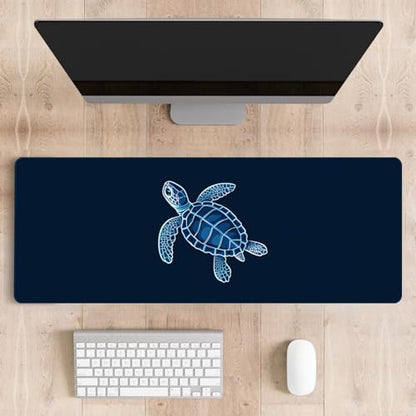 Mousepad Desk Mat Gaming Large Keyboard Cute Office Desktop Computer Laptop XXL Long Big Kawaii Aesthetic Girly Pretty Design Women Girl Gamer Oversized Wide 30x12'' Mousepad, Blue Turtle - color: Blue Turtle