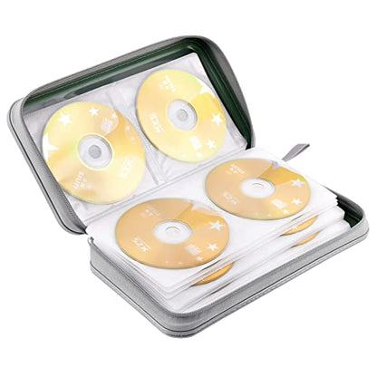 DVD Case, Bivisen CD Case Holder Wallet Binder 96 Capacity CD/DVD Cases Storage Holder Binder Organizer Wallet Book for Car Home Travel (Dark Green) - color: Dark Green
