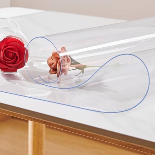 NECAUX 12 x 16 Inch 1.5mm Thick Clear Table Protector, Plastic Tablecloth PVC Waterproof Table Cover Protector Vinyl Desk Pad Mat for Coffee Table End Table Night Stand Dresser Vanity Makeup Decor - color: Clear 1.5mm, size: 12" x 16"