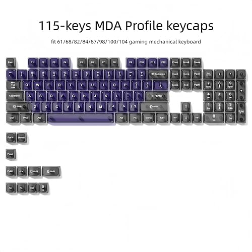 dagaladoo Clear keycaps,Transparent Keyboard keycaps,Jelly Key caps Set,Shine Through keycap,MDA Profile Keyboard caps for Mx Switches Mechanical Keyboard (Purple and Grey) - color: Purple and Grey