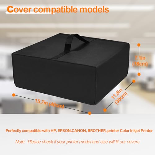 Printer Dust Cover Antistatic Water-Proof Cover Heavy Duty 600D Nylon Dust Sleeve for HP, EPSON,CANON, BROTHER, printer Universal Case Protector for Printer (11.8''D × 15.7''W x 7.1''H)
