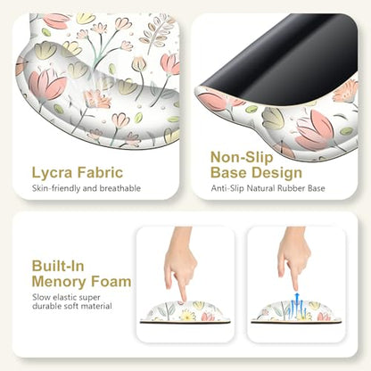 Desk Mat, 4in1 Large Mouse Pad with Wrist Rest, Cute Desk Mat, Anti-Slip XXL Computer Ergonomic Mousepad with Wrist Support for Keyboard and Mouse, Nice Yellow Flowers - color: Nice Yellow Flowers