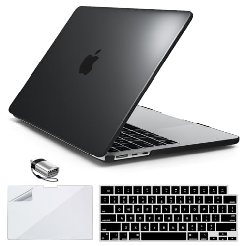 IBENZER Compatible with MacBook Air 13 inch Case M5 2026 M4 2025 M3 M2 2024-2022 A3449 A3240 A3113 A2681,HardShellCase&KeyboardCover ScreenFilm Type-C for Mac air 13.6", Black, KK-BK+2TC - color: Black