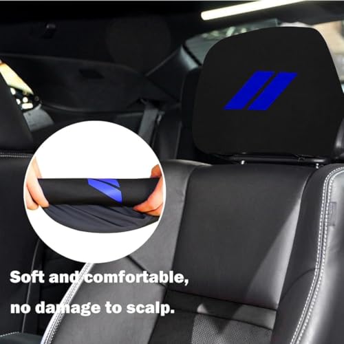 2PCS Car Headrest Covers Soft Black Fabric Car Seat Head Rest Cover Protector Compatible with Dodge Challenger Charger Durango RAM (blu-e) - color: blu-e