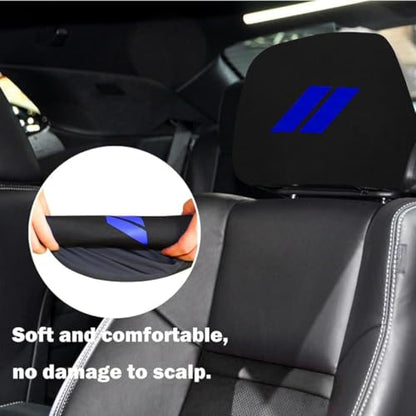 2PCS Car Headrest Covers Soft Black Fabric Car Seat Head Rest Cover Protector Compatible with Dodge Challenger Charger Durango RAM (blu-e) - color: blu-e