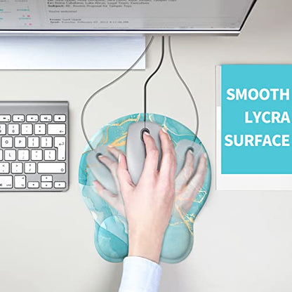 eulps Mouse Pad with Wrist Rest, Comfortable Computer Mousepad with Gel Wrist Support Smooth Surface and Non-Slip PU Base for Pain Relief, Laptop, Office & Home (Blue Marble) - color: Blue Marble
